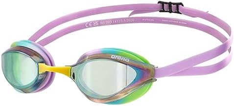 ARENA Unisex Python Racing Swim Goggles for Men and Women Anti-Fog No Leak Max Comfort Dual Strap, Mirror/Non-Mirror Lens