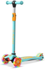 3-Wheel Kids Scooter - Lean-to-Steer Technology, Adjustable Height Handlebar, Wide Deck, Scooter for Boys & Girls Ages 3+, Child Safety Approved, Support Riders Up To 165 lbs, Light Blue/Orange