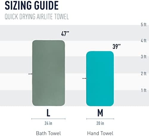 Sea to Summit AirLite Towel, Ultralight Camping and Travel Towel, Large (24 x 47 inches), Moonlight Blue