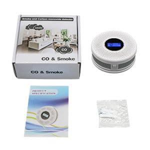 Smoke Detector Carbon Monoxide Detector Combo with Digital Display and Sound Light Alarm, 2-in-1 Smoke & CO Alarm with Battery Operated for Home, Travel or RV