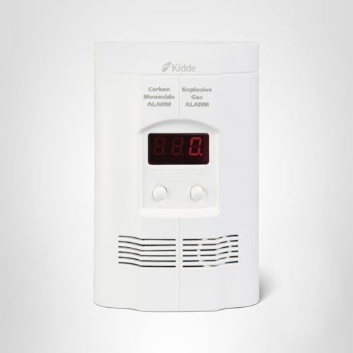 Kidde Carbon Monoxide + Explosive Gas, Natural Gas & Propane Alarm, Plug-in with 9V Battery Backup, Digital Display, 85 dB Alarm, LED Status Indicators, 3rd Edition