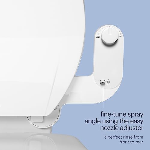 Brondell Fresh Spa Adjustable, Bidet Attachment FSA-15 for Toilet Seats with Adjustable Single Nozzle, Side Arm Control, Thin Profile, White (Ambient Temperature)