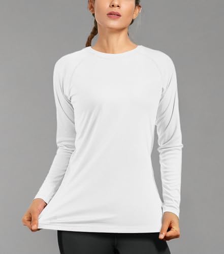 isnowood Women's Sun Protection Long Sleeve Shirts, UPF 50+ UV Rash Guard Swim Shirt, Workout Hiking Running Athletic Tops