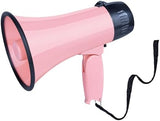 MyMealivos Portable Megaphone Bullhorn 20 Watt Power Megaphone Speaker Voice and Siren/Alarm Modes with Volume Control and Strap (Pink)