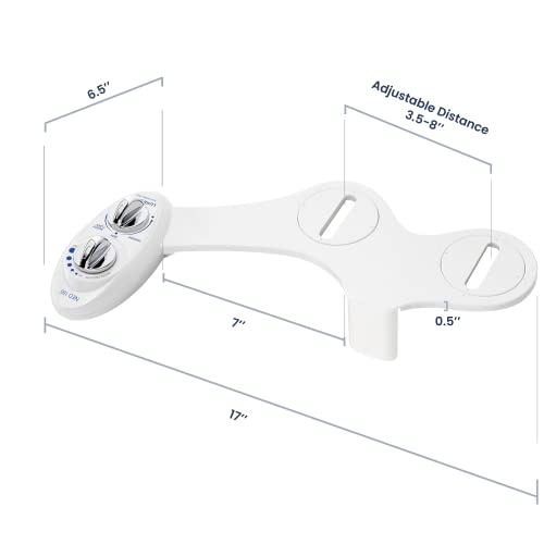 LUXE Bidet NEO 185 - Dual Nozzle, Self-Cleaning, Non-Electric Bidet Attachment for Toilet Seat, Adjustable Water Pressure, Rear & Feminine Wash (White)