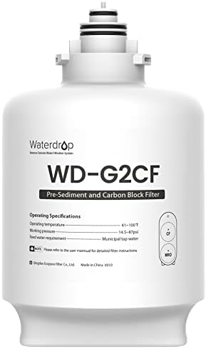 Waterdrop WD-G2CF Filter, Replacement for WD-G2-W, WD-G2-B, WD-G2P600-W Reverse Osmosis System,12-Month Lifetime