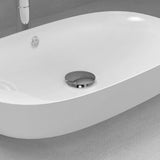 VANCOCO Drain Set Washbasin with Overflow (chrome), Washbasin Drain with Replacement Seal, Push Open Drain Valve, Brass