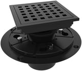 4 Inch Square Shower Floor Drain with Flange,Quadrato Pattern Grate Removable,Food-Grade SUS 304 Stainless Steel,Watermark&CUPC Certified,Matte Black