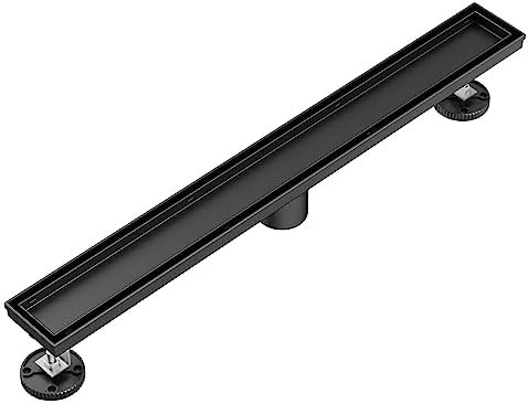 Neodrain 24 in Matte Black Linear Shower Drain- with 2-in-1 Flat & Tile Insert Cover, 304 Stainless Steel Rectangle Shower Floor Drain,Floor Shower Drain