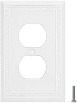 Henne Bery Sunken Pearls Heavy Duty Decorative Wall Plate Switch Plate Outlet Cover (Single Duplex, 3 Pack, White)