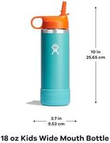 HYDRO FLASK Kids Water Bottle Jr. Stainless Steel Insulated With Straw Cap for Water, Milk, Juice, School, Camp, Sport, Play and Lunch, Easy to Clean, Leak-Resistant