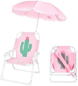 PLULON Kids Beach Chair with Umbrella - Folding Lawn & Camping Chair with Summer Shade for Beach, Pool, Travel & Outdoor (for 1-5 Years Old)