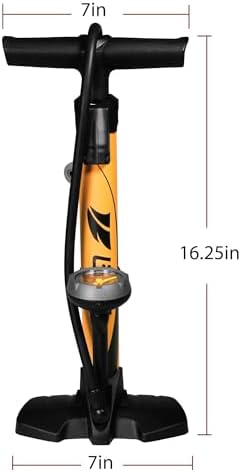 BV Bicycle Pump Durable Bike Floor Pump 17/24 inch Smart Valve Head, 160 psi, Automatically Reversible Presta and Schrader