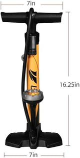 BV Bicycle Pump Durable Bike Floor Pump 17/24 inch Smart Valve Head, 160 psi, Automatically Reversible Presta and Schrader