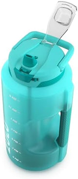 ZULU Goals Large Water Bottle Jug with Time Marker & Handle for All Day Hydration | Silicone Soft Straw with Locking Leak-Proof Lid | For Gym, Camping, Workout, and Outdoors | BPA-Free | 64oz, 128oz