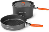 Odoland Camping Cookware Mess Kit, Non-Stick Lightweight Camping Pot and Fry Pan Set with Mesh Bag for Backpacking, Outdoor Cooking and Picnic