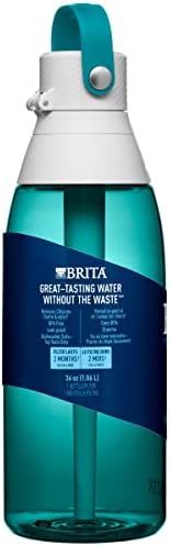 Brita Hard-Sided Plastic Premium Filtering Water Bottle, BPA-Free, Reusable, Replaces 300 Plastic Water Bottles, Filter Lasts 2 Months or 40 Gallons, Includes 1 Filter, Sea Glass - 36 oz.