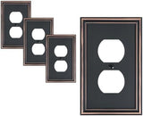 4-Pack Single Duplex Outlet Cover Plate, Decorative Aged Bronze Switch Plates and Outlet Covers, Metal Wall Plates for Electrical Outlets, 1 Gang Receptacle Cover, Corrosion Resistant