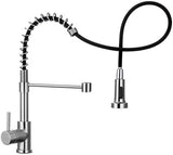 WEWE Kitchen Sink Faucet, Kitchen Faucets with Pull Down Sprayer Stainless Steel Single Handle Single Hole Brushed Nickel Commercial Industrial Spring Pull Out Laundry Farmhouse Kitchen Faucet