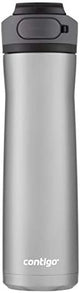 Contigo Cortland Chill 2.0 Vacuum-Insulated Stainless Steel Water Bottle Spill-Proof Sip Technology Interchangeable Lid 24oz Steel/Licorice Perfect for Fitness Travel Everyday Use