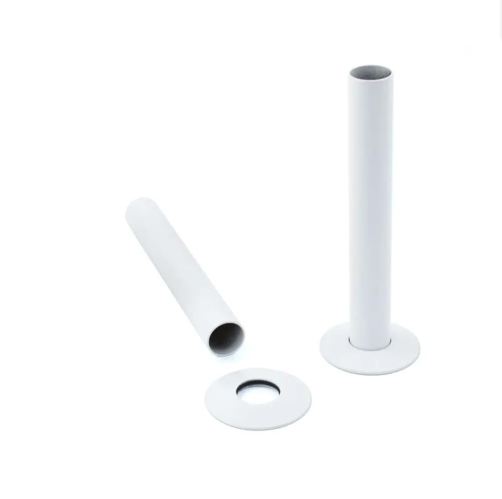 Sandy Beach White TRV Thermostatic Radiator Valve Pipe Covers Sleeves & Collars - Radiator Pipe Covers White - Covers for Radiator Pipes (130mm x 18mm)