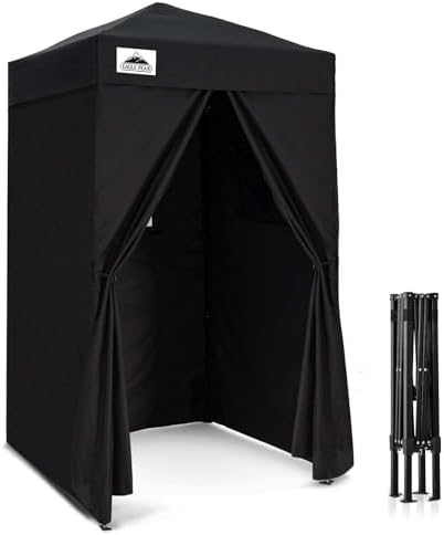 EAGLE PEAK Flex Ultra Compact 4x4 Pop-up Canopy, Sun Shelter, Changing Room, Portable Privacy Canopy Cabana for Pool, Fashion Photoshoots, or Camping, Black