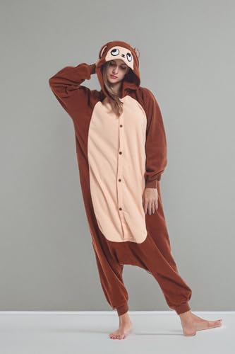 Sqlszt Animal Monkey Onesie Adult Unisex Christmas One Piece Halloween Cosplay Costume Pajamas Suit for Women Men