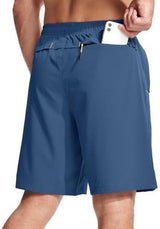 MAGCOMSEN Men's Athletic Running Shorts 9" Quick Dry Lightweight Sport Workout Hiking Gym Shorts with Zipper Pockets
