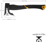 Splitting Axe, 15-inch Camping Hatchet, Chopping Axe 1065 High Manganese Steel and Ergonomic Fiberglass Handle