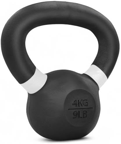 Yes4All Powder Coated Cast Iron Kettlebell Strength Training Kettlebells Weight Set for Full Body Workout, Home Gym