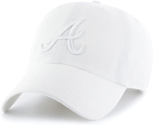 47 Brand MLB White White Primary Logo Clean Up Adjustable Baseball Cap Hat, Adult One Size Fits All