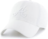 47 Brand MLB White White Primary Logo Clean Up Adjustable Baseball Cap Hat, Adult One Size Fits All