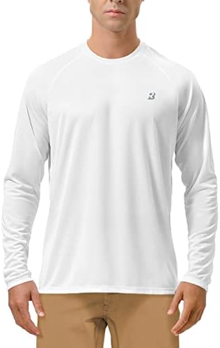 Roadbox Mens UPF 50+ UV Sun Protection Shirts Outdoor Long Sleeve SPF Rash Guard for Fishing Hiking Swimming Running