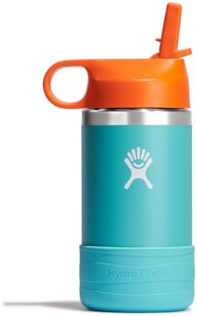 HYDRO FLASK Kids Water Bottle Jr. Stainless Steel Insulated With Straw Cap for Water, Milk, Juice, School, Camp, Sport, Play and Lunch, Easy to Clean, Leak-Resistant