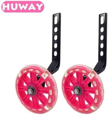training wheels flash mute wheel bicycle stabiliser mounted Kit compatible for bikes of 12 14 16 18 20 Inch， 1 Pair