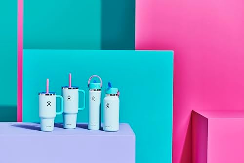 HYDRO FLASK Wide Mouth vacuum insulated stainless steel water bottle with leakproof closeable straw lid for cold water drinks, sports, travel, car and school