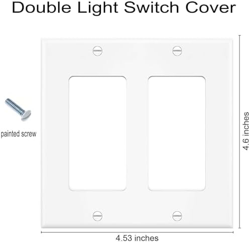 Decorator Wall Plates 2-Gang Switch Outlet Electrical Cover Plate Unbreakable Thermoplastic Faceplate for Light Receptacle Outlet Switch, White (10 Pack)
