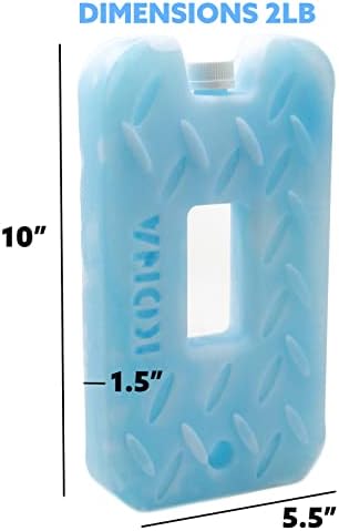Kona Blue/Ice Ice Packs for Lunch Box - 2 lb Freezer Packs Compatible with Yeti Cooler Bags | Dry Ice Shock Pack, Long-Lasting Reusable Ice Packs for Lunch Bags (10" x 5.5" x 1.5" Pack of 4)