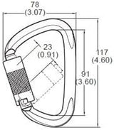 S01813-S Steel Carabiner 50kn (11,200 lb) Rated, Twist Auto Lock, ANSI Certified (Qty: 1)