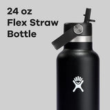 Hydro Flask 24 Oz Stainless Steel Standard Mouth Water Bottle with Flex Straw Cap and Double-Wall Vacuum Insulation