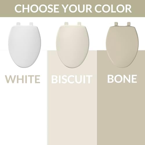 Bemis 730SLEC Slow Close Toilet Seat, Easy Clean Hinges and Durable Plastic Seat, Made in USA, Round, White