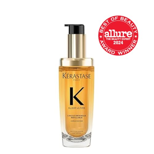 KÉRASTASE New Elixir Ultime Refillable L'Huile Original Hair Oil, Hydrating Oil Serum to Smooth Frizz and Add Shine with Wild Camellia, Strengthens and Provides Heat Protection, All Hair Types