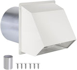 10 Inch Hooded Wall Vent with Screen and Damper, Outdoor Wall Exhaust Vent Cover Cap for Kitchen Range Hood Dryer Exterior Ventilation and Outside Air Exhaust, Galvanized Steel, White