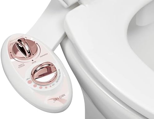 LUXE Bidet NEO 185 - Self-Cleaning, Dual Nozzle, Non-Electric Bidet Attachment for Toilet Seat, Adjustable Water Pressure, Rear and Feminine Wash (Rose Gold)