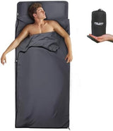 Frelaxy Sleeping Bag Liner, XL Travel Sheet & Camping Sheet for Backpacking, Hotel, Hostels & Traveling, Comfy & Easy Care, Full-Length Zipper/No Zipper