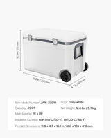 VEVOR Ultra-Light Hard Cooler, Ice Retention Cooler with Heavy Duty Handle, Ice Chest Lunch Box for Camping, Travel, Outdoor, Keeps Cool for up to 6 Days, 30% Lighter Than Rotomolded Coolers