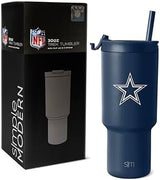 Simple Modern Officially Licensed NFL Dallas Cowboys 30 oz Tumbler with Flip Lid and Straws | Insulated Cup Stainless Steel | Gifts for Men Women | Trek Collection | Dallas Cowboys