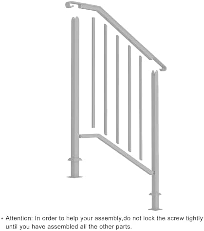 Outvita Handrails for Outdoor Steps, Wrought Iron Handrail Fits 2 or 3 Steps, Transitional Handrail with Installation Kit, Stair Railing for Concrete Steps or Wooden Stairs(White)