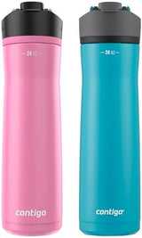 Contigo Cortland Chill 2.0 Stainless Steel Water Bottle with AUTOSEAL Lid 24 oz Juniper and Azalea 2-Pack
