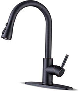 WEWE Kitchen faucets with Pull Down Sprayer, Farmhouse Kitchen Faucet Oil Rubbed Bronze Commercial Modern high arc Stainless Steel Single Handle Single Hole for Utility rv Laundry Sinks